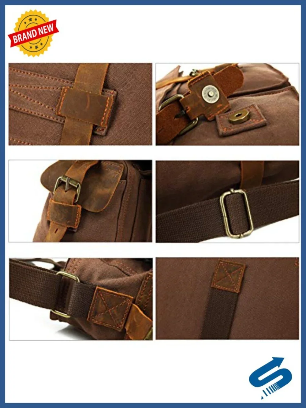 Canvas Messenger Bag for Men, Laptop Shoulder Bag, Vintage